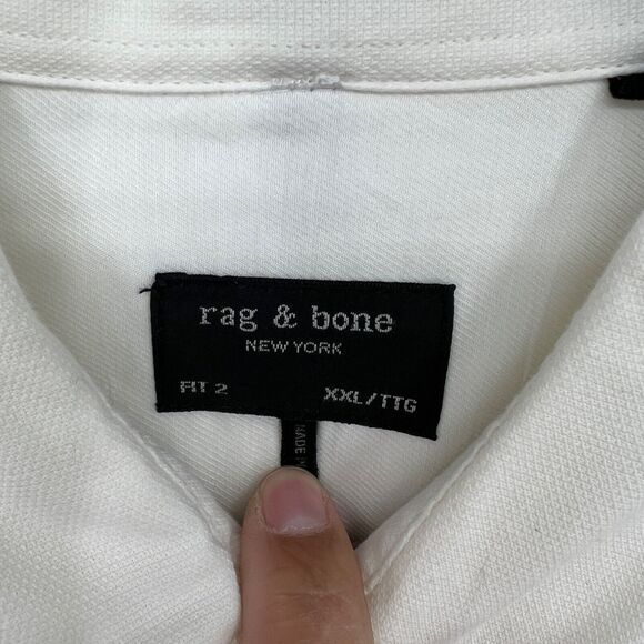 Rag & Bone 2XL Fit 2 Tomlin Button Down Shirt Heather Melange Cream Cotton - Picture 4 of 10